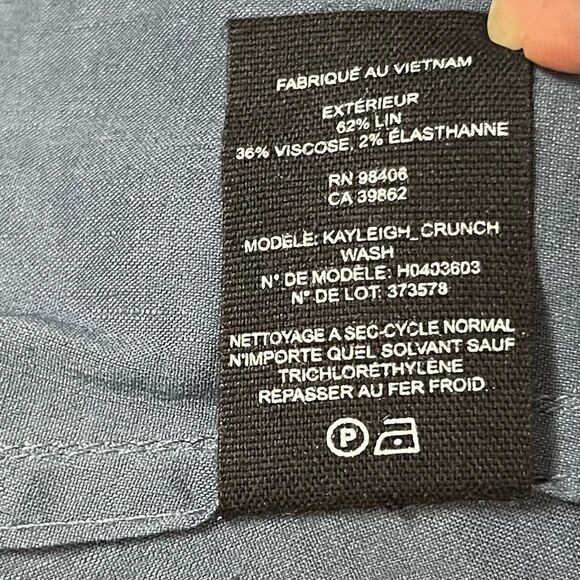 Theory Kayleigh Crunch Linen Blend Midi Dress Blue Button Front Women’s Size 6 - Picture 11 of 12